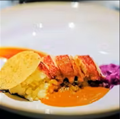 オマール海老のロースト　海老のクリームソース（バニラ風味）