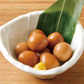 Boiled quail egg/shellfish wasabi/addictive salted green onion each