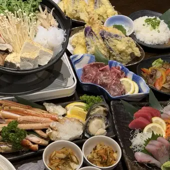 【年末派對宴】包含牛肉壽喜燒、雪蟹鮑魚拼盤等9道菜+暢飲 ¥6500
