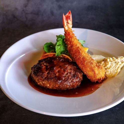 大海老フライ＆《黒毛和牛》手ごねハンバーグ