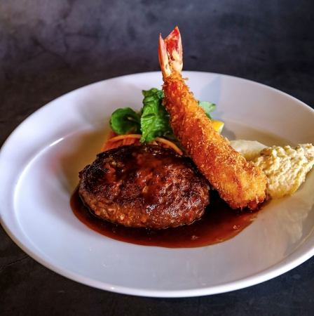 大海老フライ&黒毛和牛手ごねハンバーグ