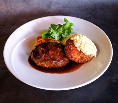 海老カツ&黒毛和牛手ごねハンバーグ
