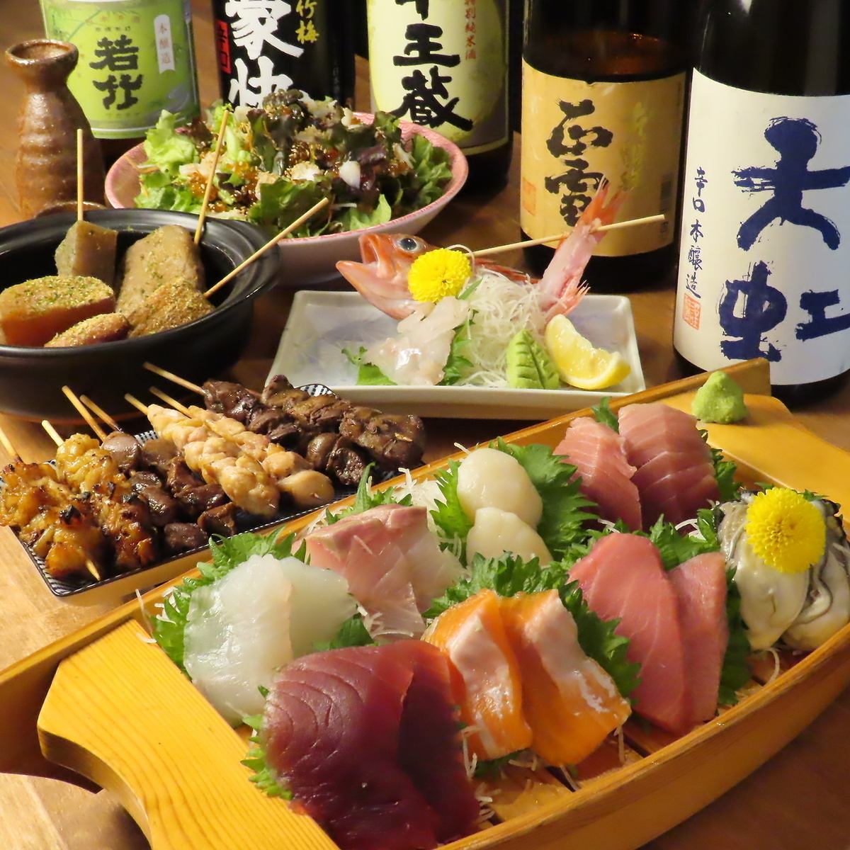 There are courses where you can enjoy carefully selected seafood and grilled chicken♪