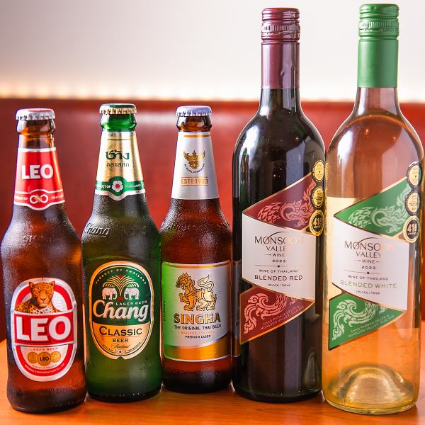 タイビールやタイのお酒を各種ご用意してます◎