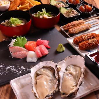 【12월 & 1월 특별 코스】생 굴에 생선회, 스시 등 전 7품 일본술 5종 포함한 90분 무제한 4500엔