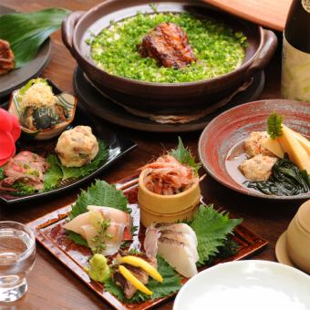 [季节限定]“诹访套餐”6,500日元⇒5,500日元9道菜，2.5小时无限畅饮