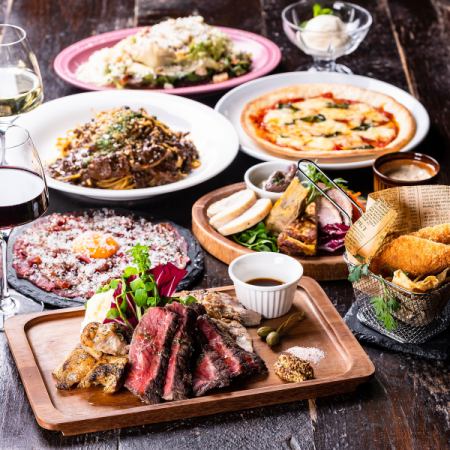 [2-hour all-you-can-drink included] ``Standard Plan'' with 12 dishes including 3 types of meat platter and domestic Wagyu beef carpaccio