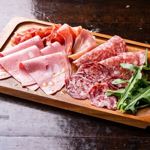 Assortment of 4 kinds of ham and salami