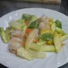 アスパラむき海老炒め