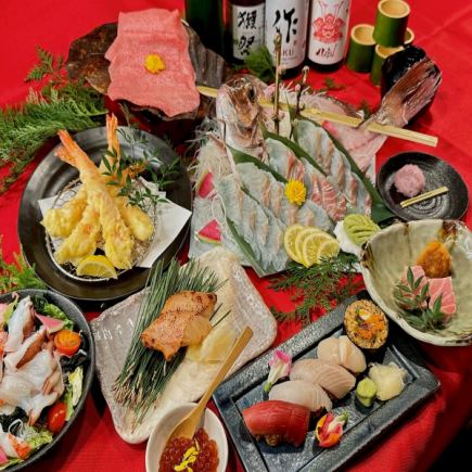 2時間飲み放題付『金の膳コース』贅沢に寿司宴会！上握り４貫含む全12品