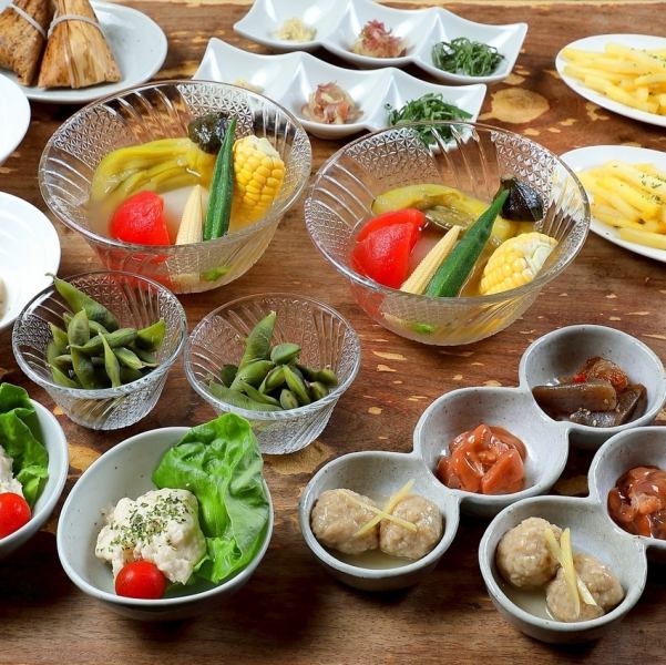 【当日予約OK】◎夏野菜の冷やしおでん堪能コース　※2h飲み放題込・生ビール(麒麟一番搾り)可<6品>