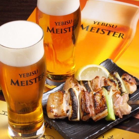 Delicious beer and yakitori combination◎All-you-can-drink course starts from 4,400 yen