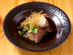 Grilled eggplant wrapped in Wagyu beef