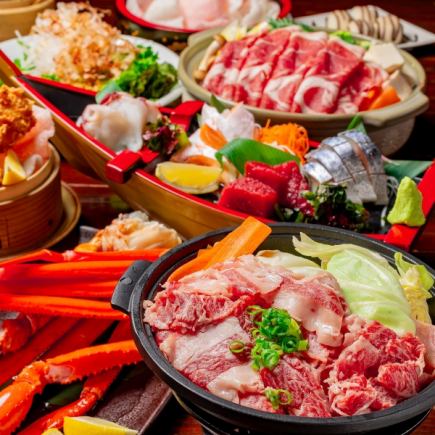 Very satisfying★ [Stewed Genghis Khan hotpot, Wagyu beef, sashimi platter, 3-course meal, total of 11 dishes] Includes all-you-can-drink draft beer for 4,500 yen