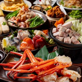 The best! [Pork toro, beef offal hotpot, crab platter, 5 pieces of sashimi, Wagyu beef course, 13 dishes in total] All-you-can-drink for 120 minutes, including draft beer, 5,000 yen