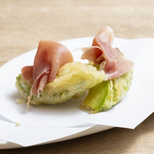 Raw ham avocado tempura