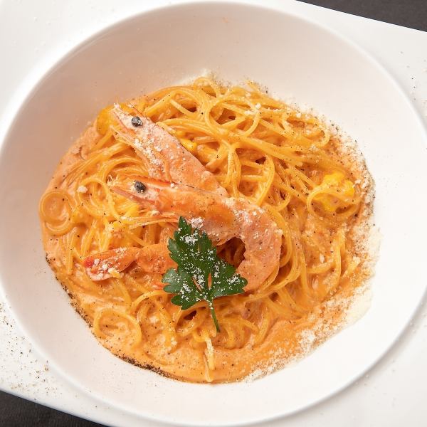 Angel shrimp tomato cream sauce pasta
