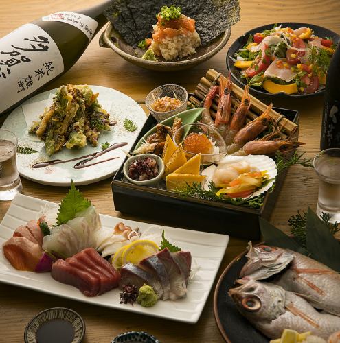 ★All-you-can-drink all kinds of local sake from 47 prefectures★Special Tamatebako and Assorted Sake...all 7 items for 5,500 yen♪