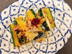 In season! Zucchini grilled with garlic oil