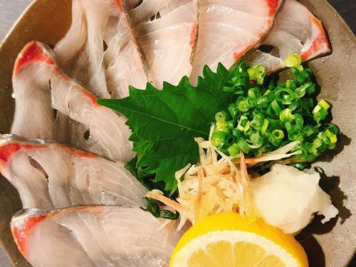 Live striped mackerel with ponzu sauce