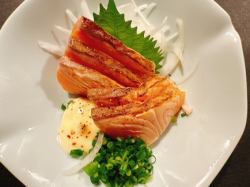 Grilled salmon with mayonnaise and ponzu