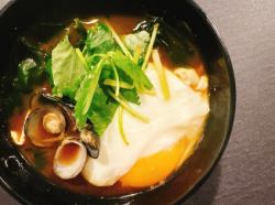 Shijimi red soup with egg