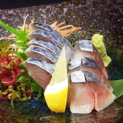 Homemade mackerel sashimi