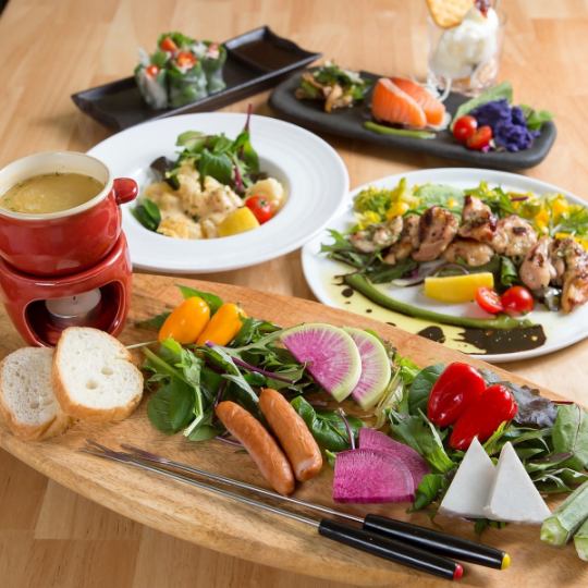 ★150 minutes of all-you-can-drink included ★Organic vegetable cheese fondue as main [Girls' party course] 4,300 yen