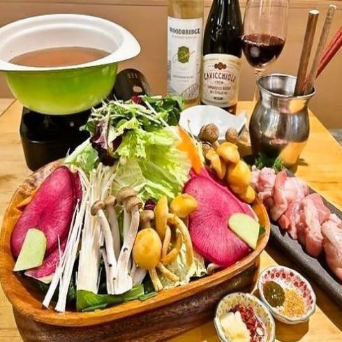 从新福岛站步行1分钟★使用飞鸟村采购的新鲜蔬菜的蔬菜火锅套餐3500日元～