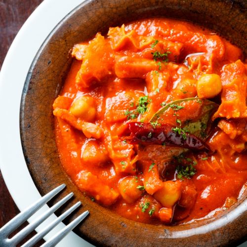 Tomato stew with tripe and beans