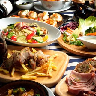 Standard course + 2 hours all-you-can-drink (9 dishes total) 4,800 yen