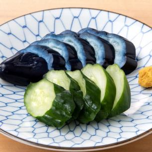 Pickled cucumber and eggplant