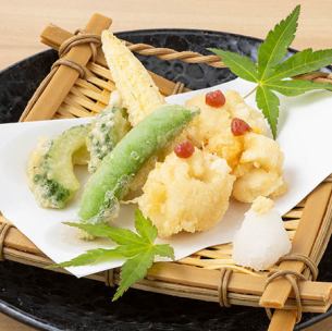 鱧と季節野菜天布羅盛り合わせ