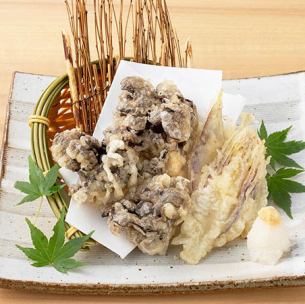 黒舞茸と茗荷の天布羅