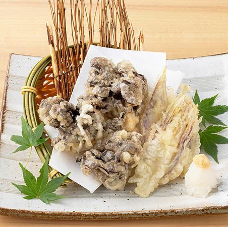 黒舞茸と茗荷の天布羅