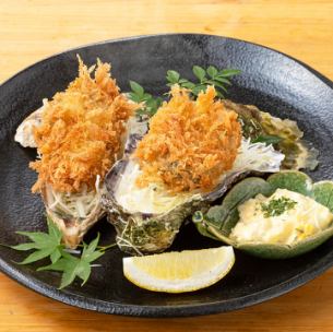 Fried oysters in the shell (2 pieces)