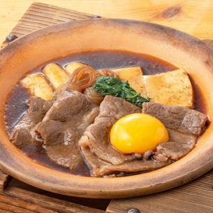Japanese Black Beef Sukiyaki in a Ceramic Pot