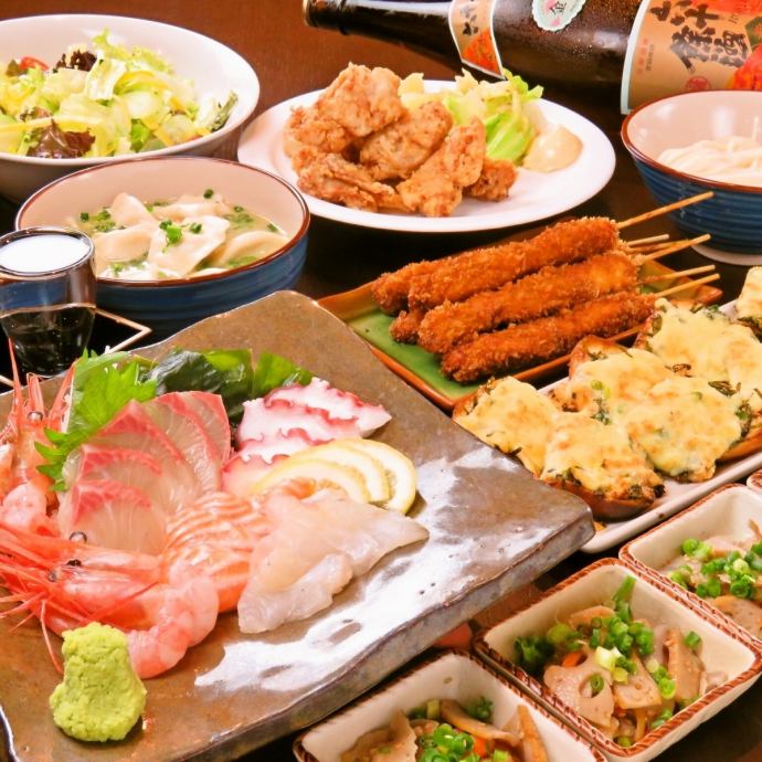 料理のみ 刺身 ハーブ鶏のチキンカツ 牛バラ肉と旬野菜の玉子とじ等 00円 五島うどん 居酒屋 だしぼんず