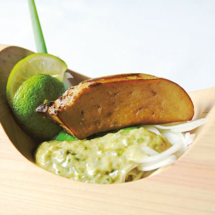 ・オードブル・ 柑橘とフォアグラ~九条葱の餡かけ~