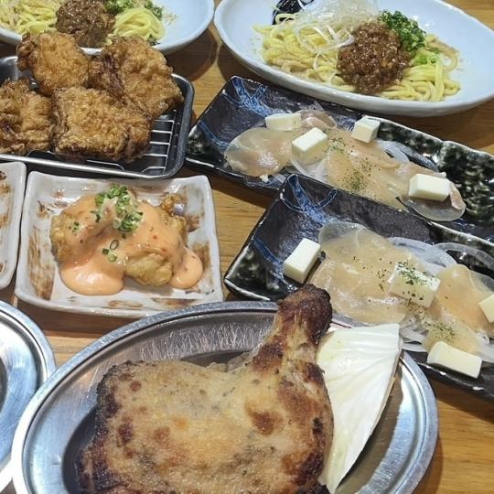 【浄心店８月限定☆】骨付鳥・からあげ＆限定メニュー3,500円120分飲み放題付き全７品コース☆
