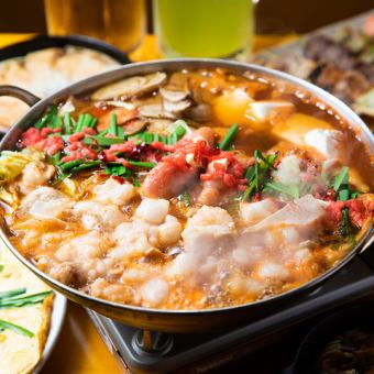 『本格博多明太もつ鍋コース』牡蠣フライ含9品 3時間飲み放題付 5500円⇒4500円※年末規定あり