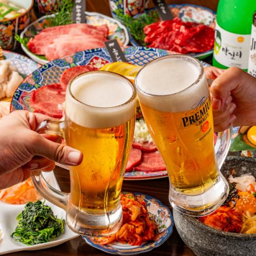 All-you-can-drink option available! A yakiniku restaurant perfect for parties and drinking