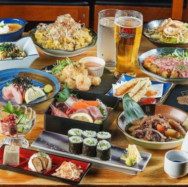 생맥주 포함 2시간 음료 무제한 포함 《대중 술집의 조금 사치 코스》신선도 발군 회 등 요리 8품 6,000엔