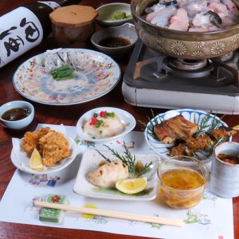 【海のとらふぐ・ちり鍋松コース(贅沢に寿司やひれ酒も◎)】お料理のみ10,000円(税込)