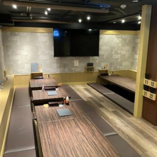 最大34名様まで貸し切りご対応している掘りごたつ式のお席御座います♪ご予約人数やご予算等お気軽にお問い合わせください♪[静岡/女子会/記念日/居酒屋/宴会/飲み放題/酒/肉/チーズ/会社宴会/女子会/二次会/誕生日/サク飲み]