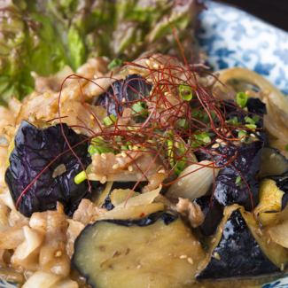 Stir-fried black pork with eggplant and miso