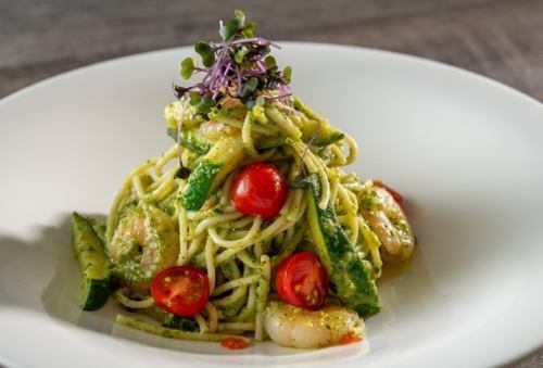 【6月限定料理】小海老とズッキーニペーストのスパゲティ