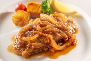 Pork steak with ginger sauce