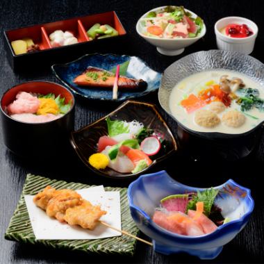 宴会同窓会【飲放付】6,000円鮪と季節の海鮮コース+三種の鮪食べ比べコース【20名様迄一皿出し】