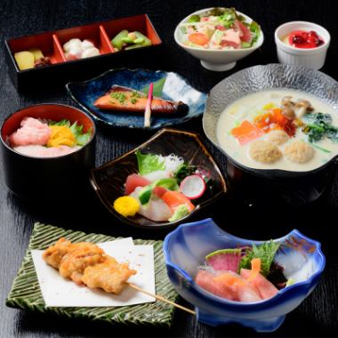 宴会同窓会【飲放付】6,000円鮪と季節の海鮮コース+三種の鮪食べ比べコース【20名様迄一皿出し】